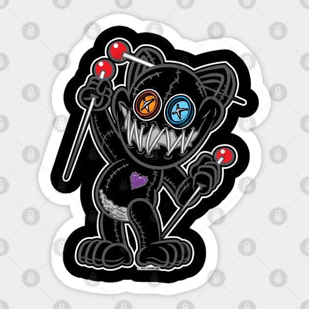 VooDoo Kitty Black Cat Doll Sticker by eShirtLabs